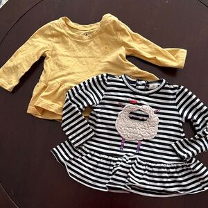 Yellow and Striped Toddler peplum Tops